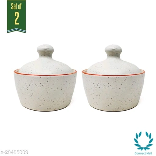 Handcrafted White Red Marble Ceramic Butter Pot with Lid - POT